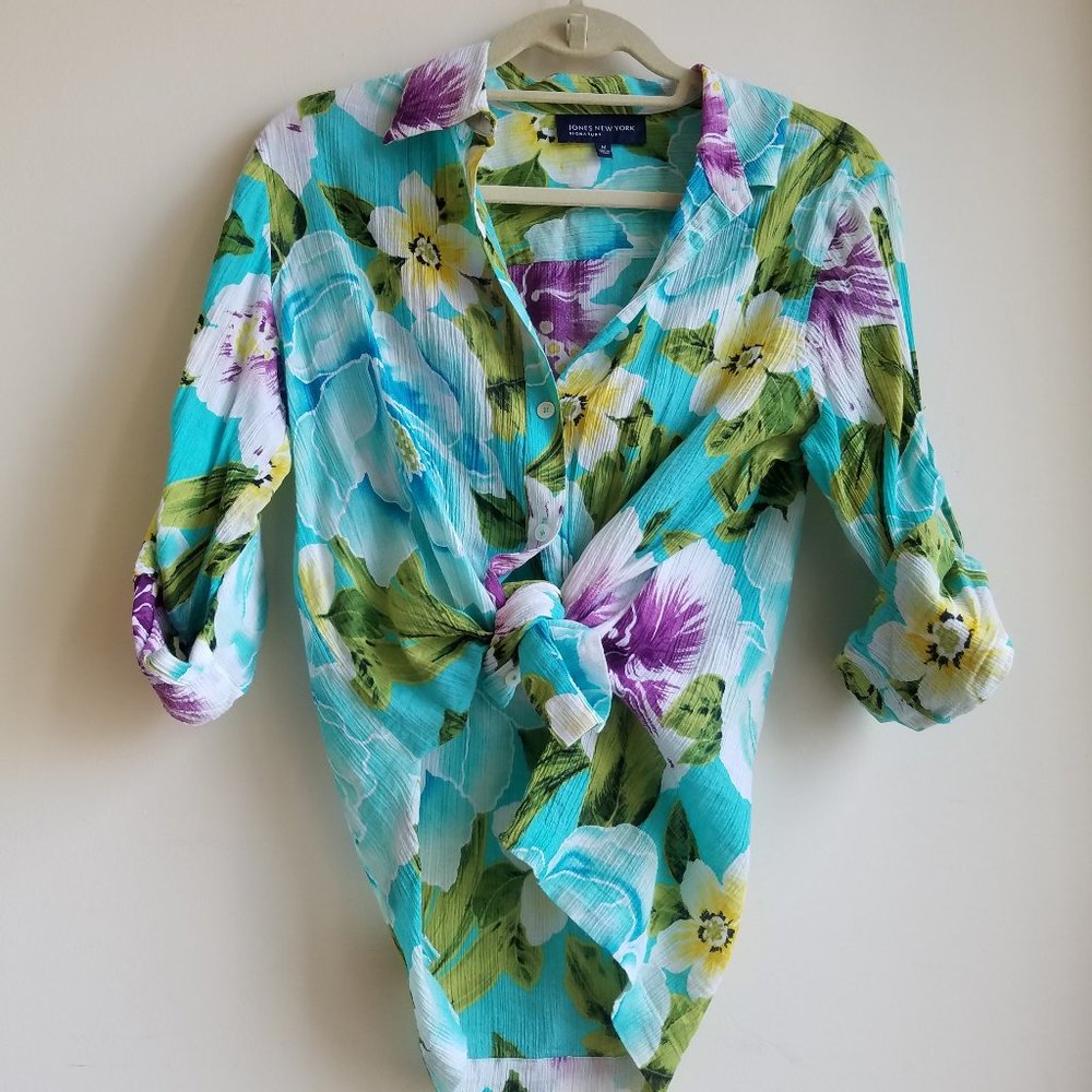 Tropical Tied Floral 100% cotton Summer Shirt